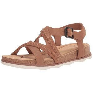 Clarks Women's Brynn Hope Sandal Light Tan Leather Sz 9